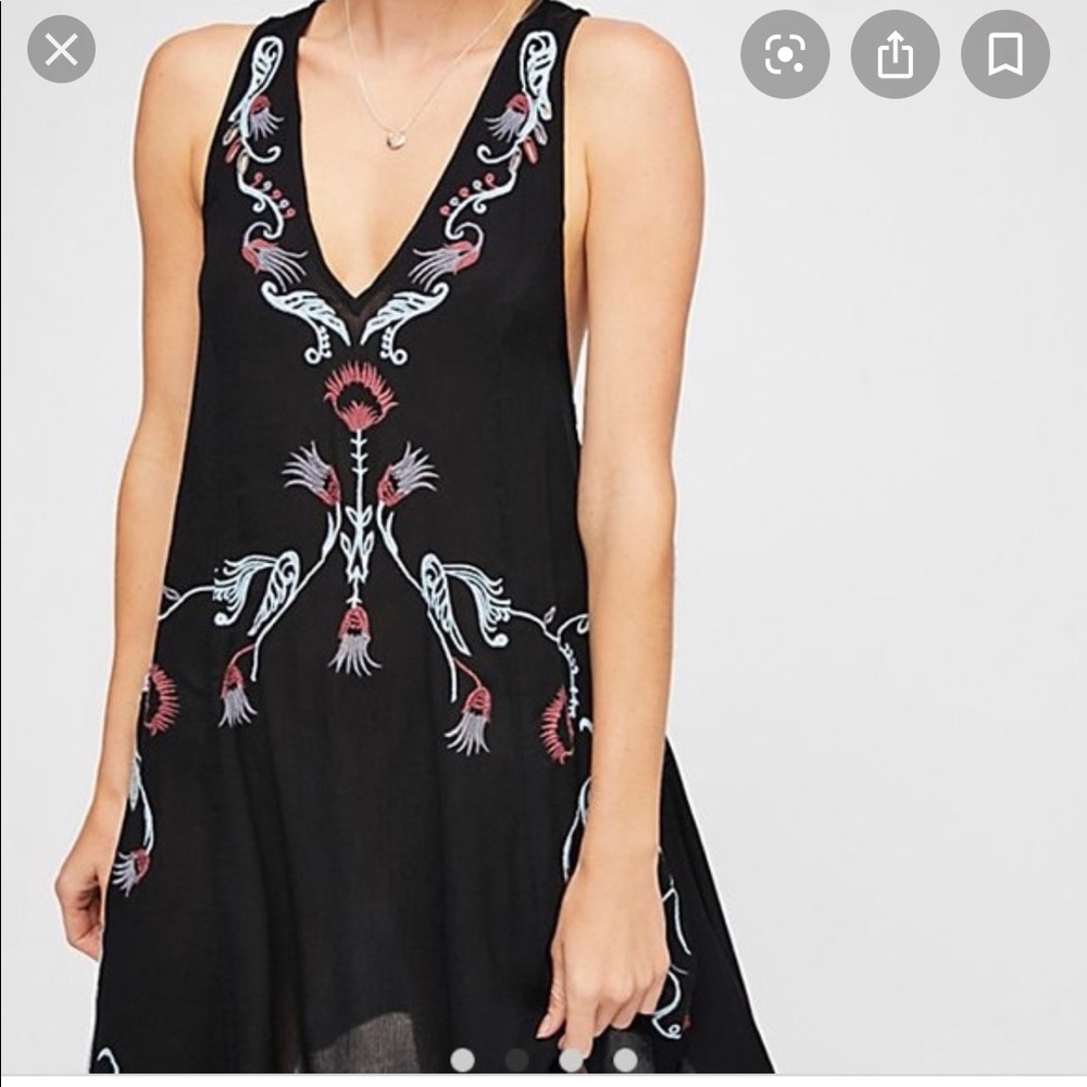 Free People Intimately Black Embroidered Dress Med